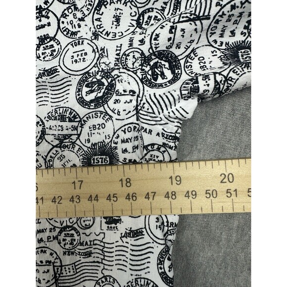 Ibkul Polo Shirt Mens Small White Black Antique Stamp Postmark AOP Icefil UPF - Picture 6 of 7